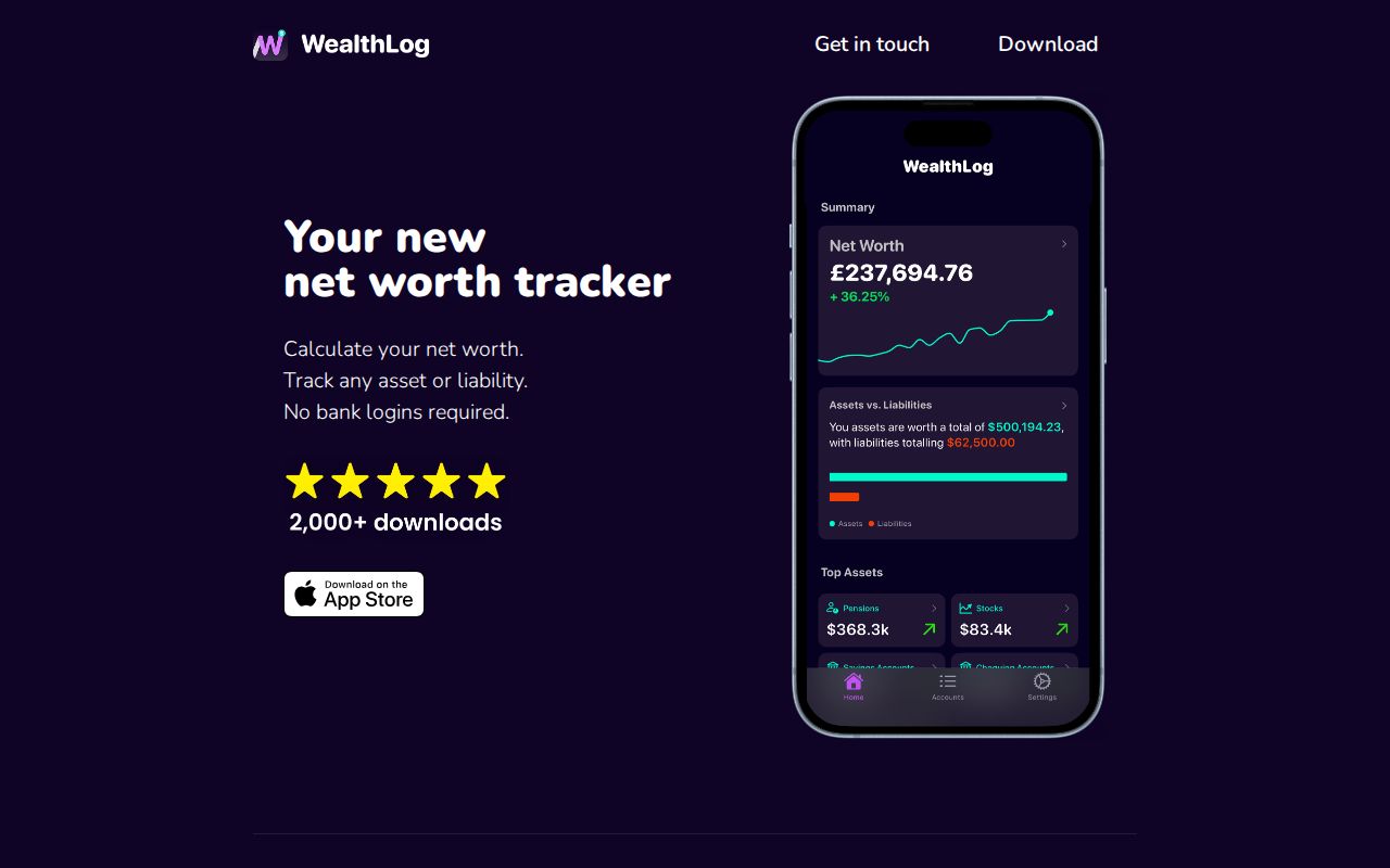 WealthLog - The #1 Net Worth Tracker App